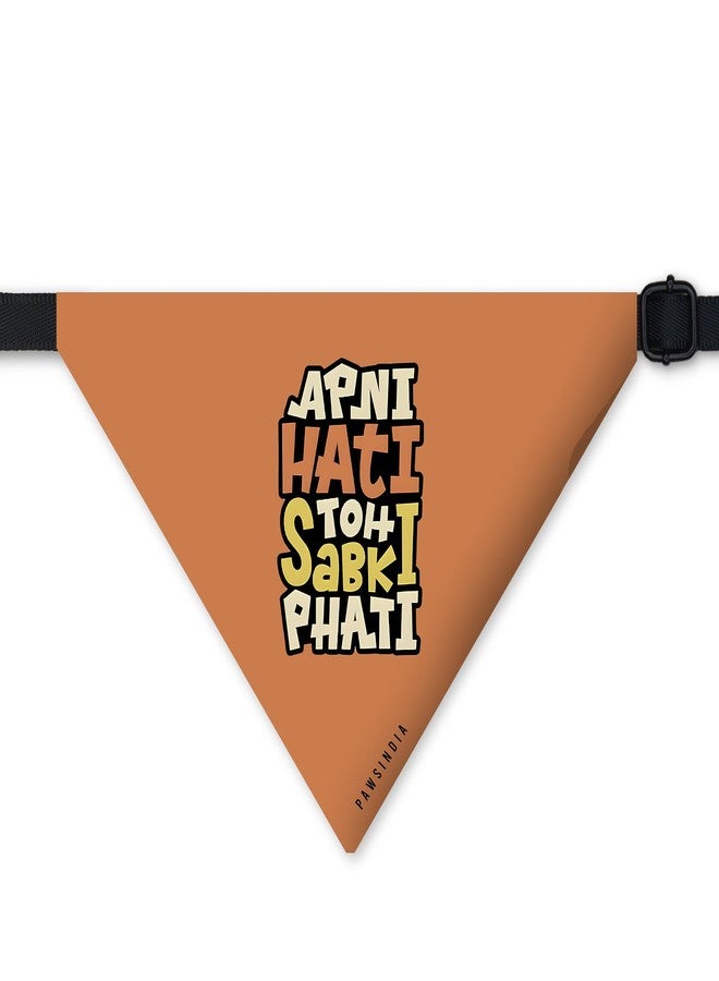 PawsIndia Dog Bandana with Collar Small Medium Large Dogs & Cats 100% Adjustable with Buckle Stretchable Fabric Apni Hati to Sabki Phati - Image 1